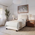 thumbnail image 1 of CorLiving Celeste Modern Upholstered Adult Twin Bed Frame with Headboard, Box Spring Required, Beige, 1 of 7