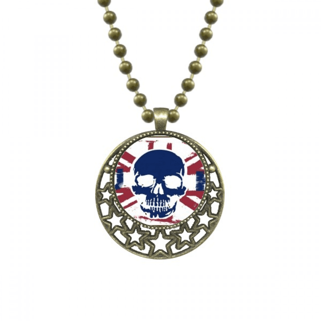 Esqueleto humano UK la bandera Union Jack Inglaterra histórica marca ilustración patron Colgante Estrella Collar Luna Cadena Joyas Unbranded M