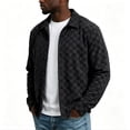 thumbnail image 4 of Vxararl Men Checkerboard Jacket Casual Long Sleeve Button Down Checkerboard Shirt Shacket, Vintage Check Overshirt with Side Pockets for Fall Daily Outdoor Casual Wear Black L, 4 of 8