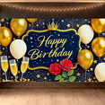 thumbnail image 4 of Navy Blue and Gold Happy Birthday Banner with Crown Stars Balloons Roses and Champagne Glasses Background for Birthday Party Decorations Photography Props Celebrations Event Backdrop Party Supplies, 4 of 7