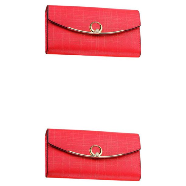 Sonducket Cartera para mujer, portátil, elegante, de gran capacidad, tarjetero, bolsillo con cremallera, monedero para mujer, regalo de Rojo Tipo 2 2piezas