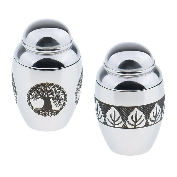 2 piezas / paquete Mini plata acero inoxidable cremación cineraria cineraria cineraria contenedor tarro árbol de tarro de ceniza Yuyangstore urnas de cremación de acero inoxidable