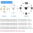 thumbnail image 3 of Large Frameless DIY Wall Clock Mute Mirror Number Stickers Modern Giant Wall Clock Non Ticking for Living Room Bedroom Kitchen(Gold,27inch), 3 of 6