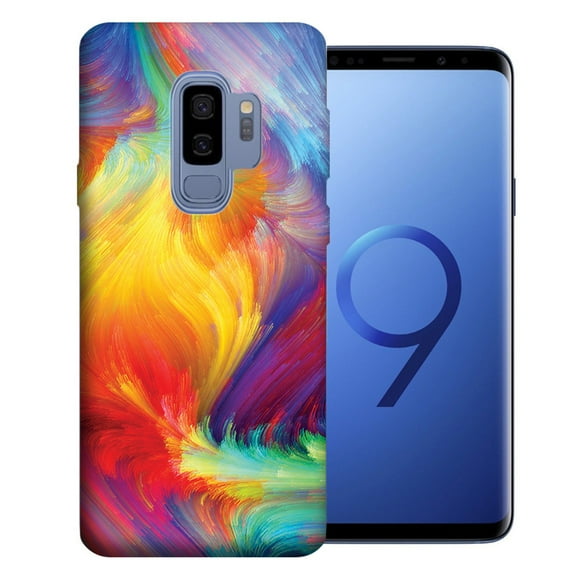 MUNDAZE For Samsung Galaxy S9 Plus Feather Paint Design TPU Gel Phone Case Cover