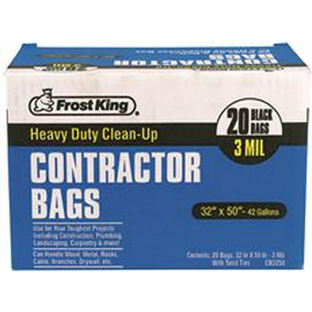 CAN LINER TRASH BAGS CUSTOM FROST KING CONTRACTORS 32X50 42 GAL. 3MIL BLACK 20 PER ROLL