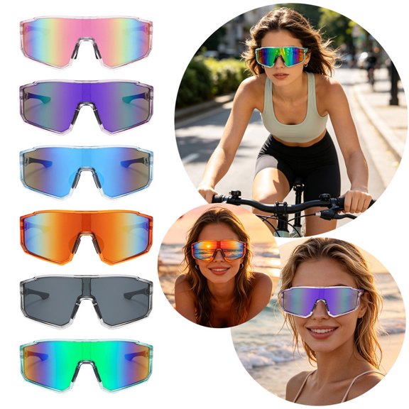 Wraparound Sports Sunglasses, Lightweight UV Protection Cycling Glasses, Windproof Shield Sunglasses for Cycling Running Driving Fishing Outdoor Sports for Men Women,Green