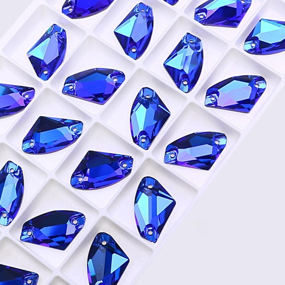 10Pcs Shiny Flatback Rhinestones Shoes Decorations Garment Decors Durable Buttons Sewing Glass Beads for Wedding Clothes Jewelry Making Belt Blue