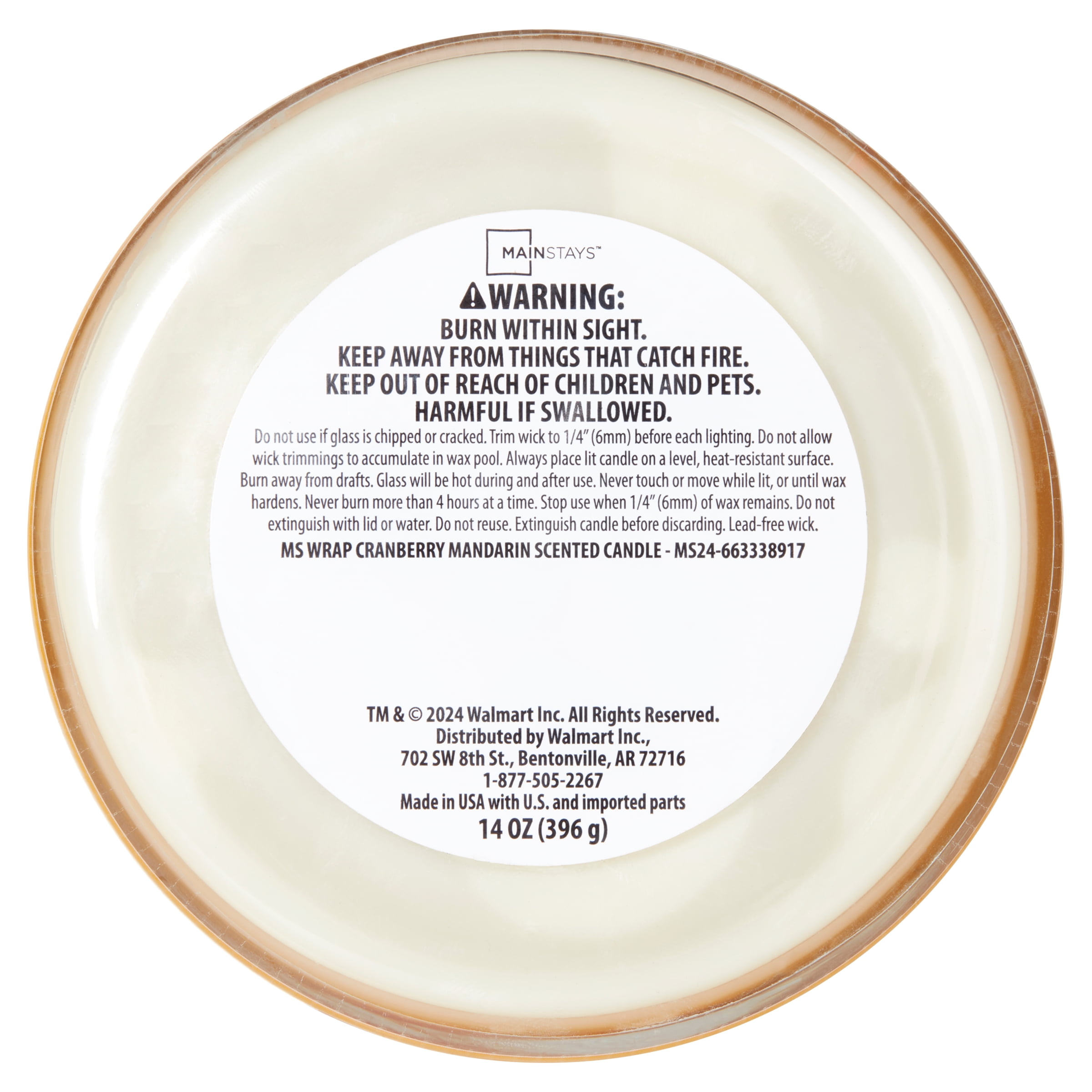 Mainstays 3-Wick Textured Wrapped Cranberry Mandarin Scented Candle, 14 oz
