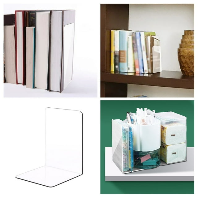 Thickened Transparent Acrylic Bookshelf Bookstand L Shaped Bookend Bookholder Fixed Desk Book Storage Device Craft Table Easter Crafts for Adults Craft Storage Organizer Stationery Organizer Bag
