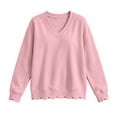 thumbnail image 5 of Eryao Oversized Pullover Sweatshirts for Women Fall Winter Lightweight Scalloped Sweatshirt Baggy V Neck Long Sleeve Solid Color Tops Pink,XXL, 5 of 7