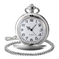 thumbnail image 1 of Classic Smooth Quartz Pocket Watch Arabic Numerals Scale Mens Womens Watch With Chain Christmas Graduation Birthday Fathers Day, 1 of 9