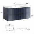 thumbnail image 6 of 36 Inch Bathroom Vanity with Sink Combo, Floating Bathroom Vanity with 2 Fluted Drawers & Metal Handle, Modern Wall Mount Storage Cabinet with Ceramic Integrated Sink for Small Space (Blue), 6 of 6
