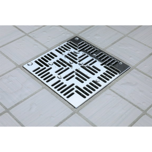Ebbe Unique Square Shower Drain Grate Navajo - Stainless Steel - Polished Chrome