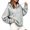 Gray, variant on Women's Sweatshirts Oversized Trendy Half Zip Hoodie Long Sleeve Drawstring Sweatshirt Side Split Loose Fall Tops
