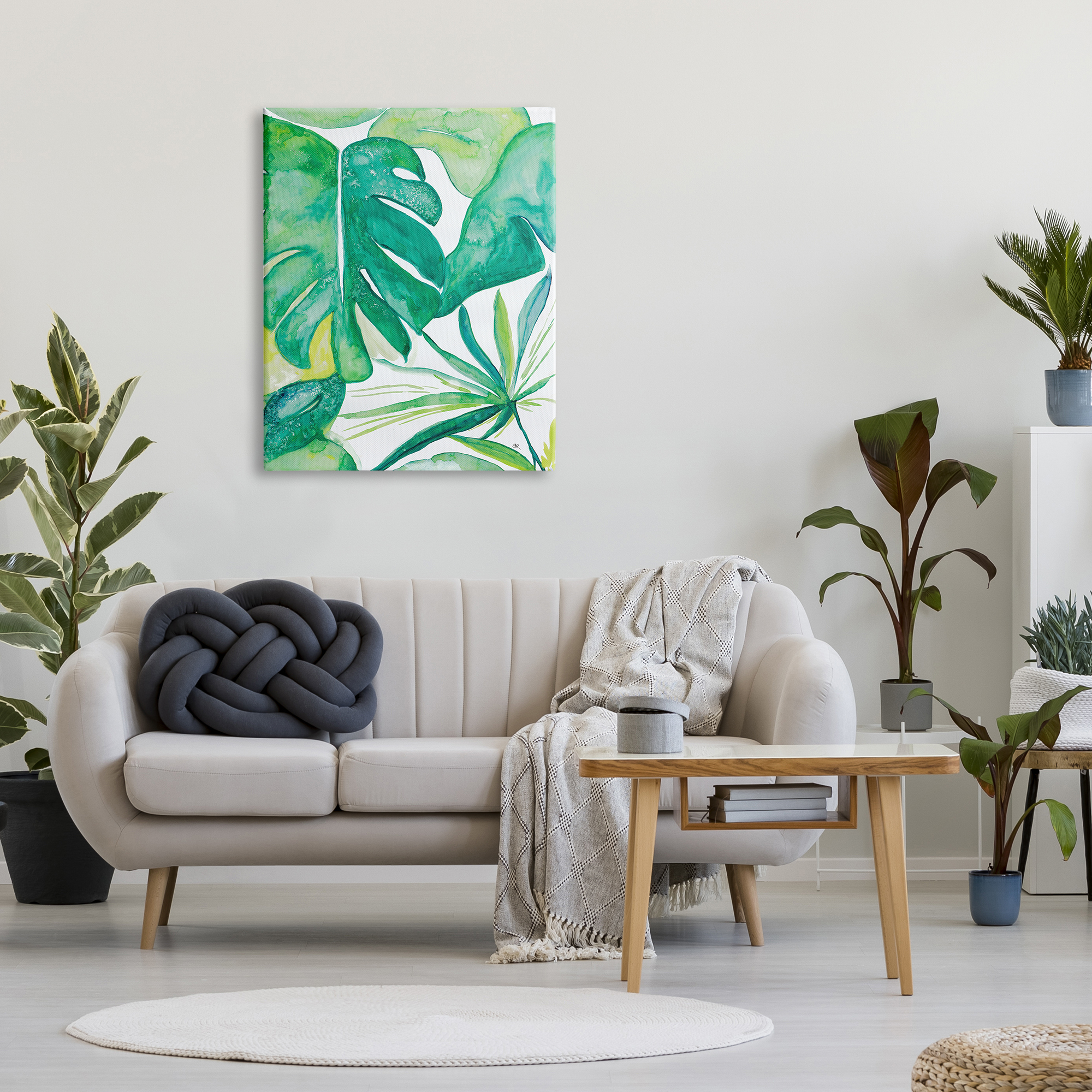 Stupell Industries Green Tropical Palms Monstera Plants Jungle Foliage, 30 x 40, Design by Kat Papa