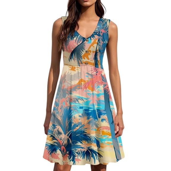 Women's Casual Flowy V Neck A Line Dress With Floral Print For Daily Wear Party Versatile Spring Summer Fall Outfit