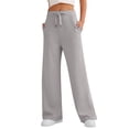 thumbnail image 4 of Pantalones deportivos Prolriy para mujer, pantalones deportivos casuales de otoño, holgados, de pierna ancha y cintura alta, pantalones deportivos para mujer, color caqui XL, 4 of 4