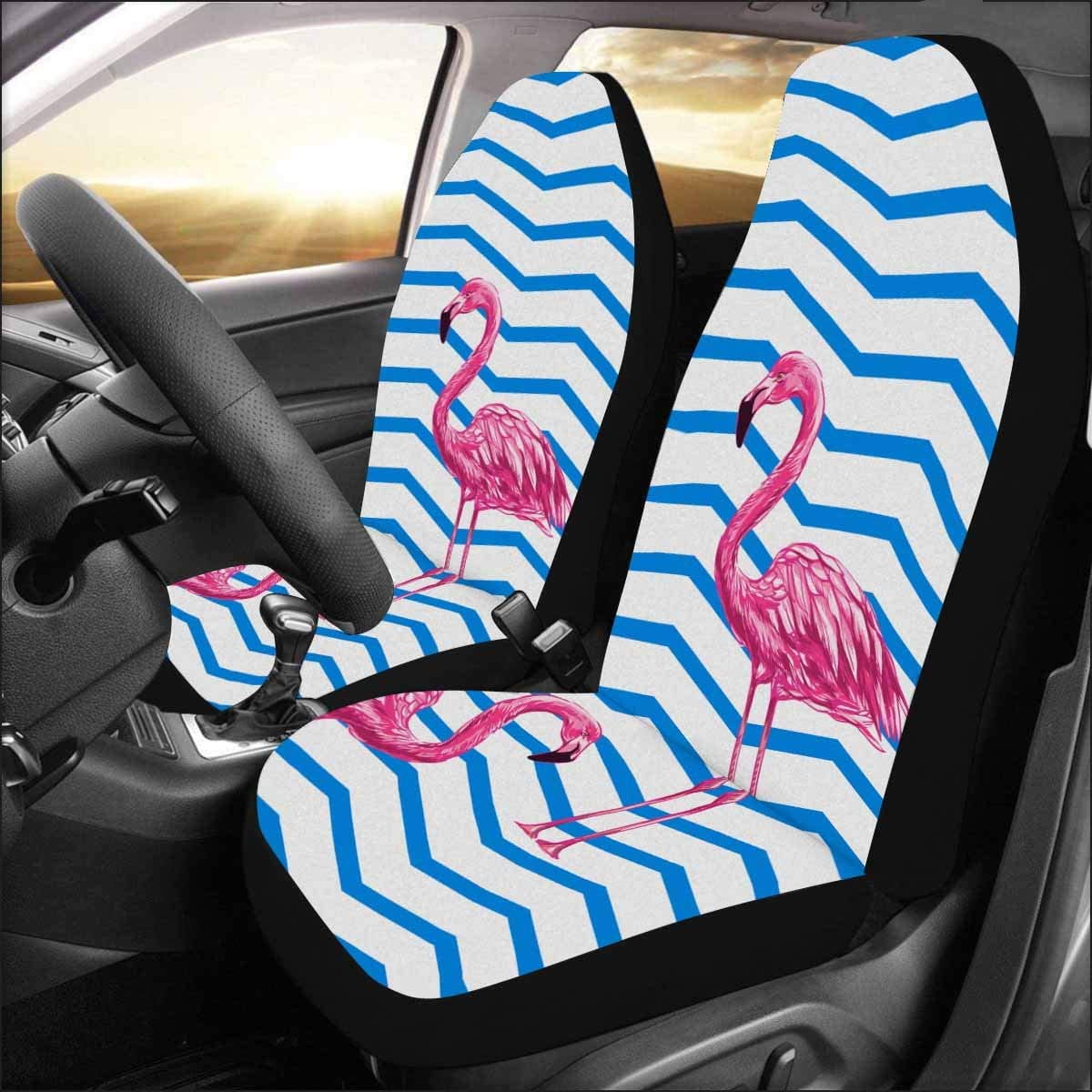 Fmshpon Set of 2 Car Seat Covers Blue, White Yellow Diamond Grid Universal Auto Front SEATS Protector Fits for Car,SUV Sedan,Truck