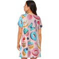 thumbnail image 2 of Bixox Cupcakes and Donuts Pattern Women's Nightgown, Soft & Breathable Sleepwear, Round Neck Knee-Length Pajama Dress,Loungewear for Home & Sleep, 2 of 7