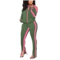 thumbnail image 2 of Itsame Tops and Pants Activewear Set Womens Sweatsuits 2pcs Sets Long Sleeved Zipper Women Athletic Outfit Sets Green Size XL, 2 of 4