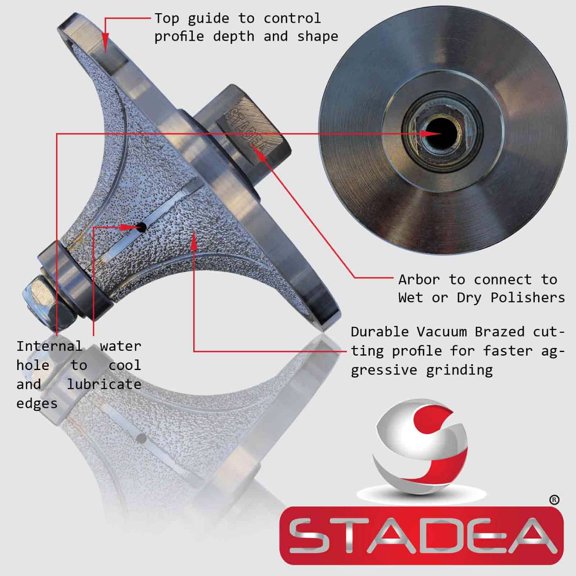 diamond profile grinding wheels bits - Radius Demi B40 1 1/2" Marble Stone Granite Profile Edges By STADEA