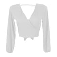 thumbnail image 2 of Blusas Ajustadas Cruzadas Del Ajuste Cruzado de La Manga Larga Del Cuello en V de Las Mujeres Del Verano L Yuyangstore Top corto de mujer, 2 of 8
