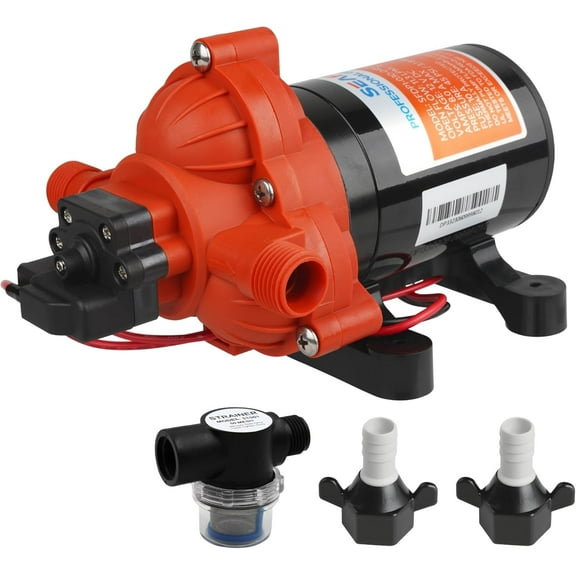SEAFLO 33 Series DC Diaphragm Pump – 4-Year Warranty! 12V, 3.0 GPM, 45 PSI, Self-Priming, Run Dry Safe, Built-In Pressure Switch | Ideal for Marine, RV, and Water Systems