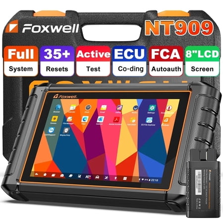 FOXWELL NT909 Automotive Diagnostic Scanner Car Scanner Full System Diagnostic Tool OBD2 Scanner Bi-directional Control Active Test ECU Co-ding, 30+ Reset Services OBD Car Code Reader Auto Scanner