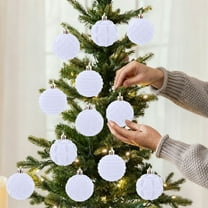 Flocked Christmas Ornaments 12 Pack 2.36 Inch Velvet Balls, White Christmas Tree Decorations Set, Luxury Velvet Finish Holiday Ball Ornaments for Xmas Tree Home Party Decor