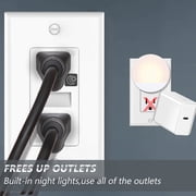 SOZULAMP Decorator Receptacle Outlet with Night Light,Tamper-Resistant,15A 125V,2 Pole 3 Wire,Standard Electrical Wall Outlets with Guide Light,Residential Grade Receptacle ,WallPlates Included,White