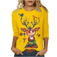 thumbnail image 3 of Jsaierl Christmas Shirts Women Cute Reindeer Graphic Tees Classic Crewneck T-shirt 3/4 Sleeve Tunic Blouse Tops, 3 of 5