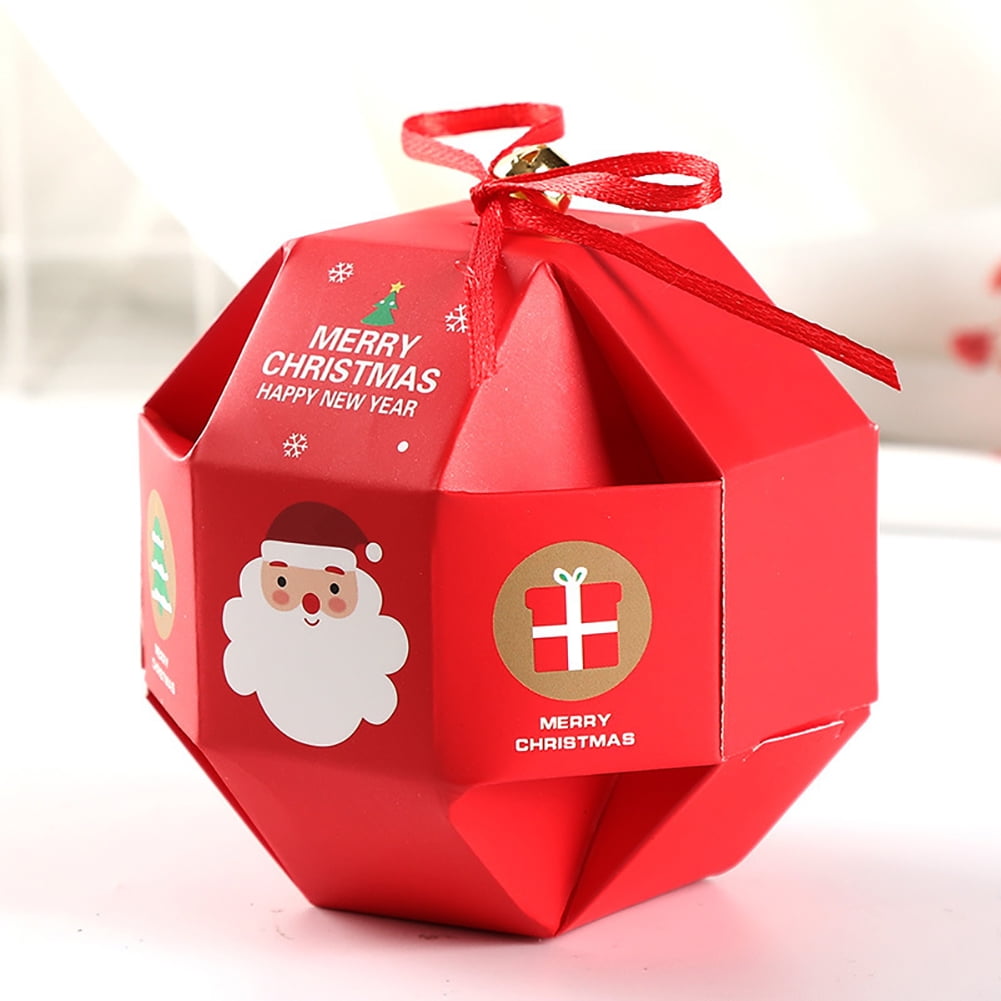 10 Pack Merry Christmas Candy Box with Bells DIY Folding Paper Craft