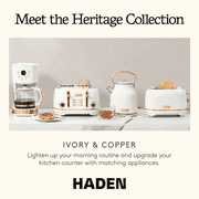 Haden Heritage 1.7 Liter Stainless Steel Electric Kettle, Ivory / Copper - 75089