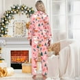 thumbnail image 4 of Tiweut Christmas Womens Casual Pajamas Sets Cozy Santa Graphic Print Long Sleeve Lapel Blouses and Long Comfy Pants for Holiday Comfort Homewear Nightwear Outfit Ladies Sleepwear Suit,Pink1,L, 4 of 5