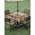 thumbnail image 3 of Outdoor Tablecloth with Umbrella Hole and Zipper, Beige Gingerbread Christmas Square Table Cloth 54x54 Inch Waterproof Tablecloth, Xmas Tree Gift House Star Picnic Table Cover for Patio Camping, 3 of 7