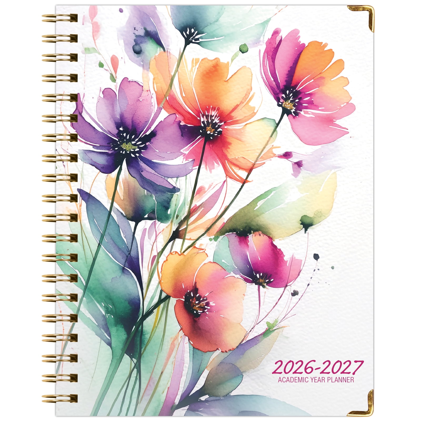 2026-2027 Excello Brands 8.5" x 11" Academic Year Hardcover Fashion Planner, Weekly/Monthly, 14 Month, Rainbow Floral