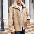 thumbnail image 6 of QUNYINEY Solid Coats for Men Faux Fur Long Sleeve Yellow Outerwear Open Front Loose Warm Outerwear Coats, 6 of 8