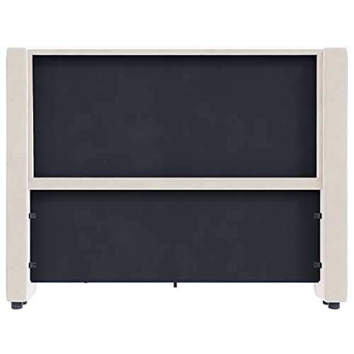 VanAcc King Upholstered Platform Bed Frame with Headboard, No Box Spring Needed, Cream