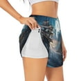 thumbnail image 3 of Lsque Moonlit Sea Sailboat Printed Women's Running Shorts with Liner Pockets,Elastic Quick Dry Workout Athletic Gym Yoga Shorts,Womens High Waist Shorts-Large, 3 of 9