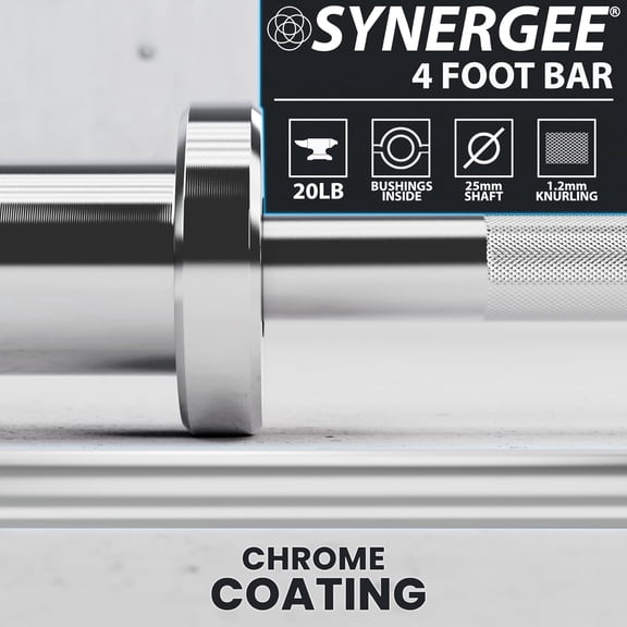 Olympic Barbell - 4ft, 20lb Weight Bar for Strength Training, Squats, Deadlifts, Bench Press, Curls & Overhead Press - 350lb Capacity with Magnetic Barbell Collars and Weight Plates