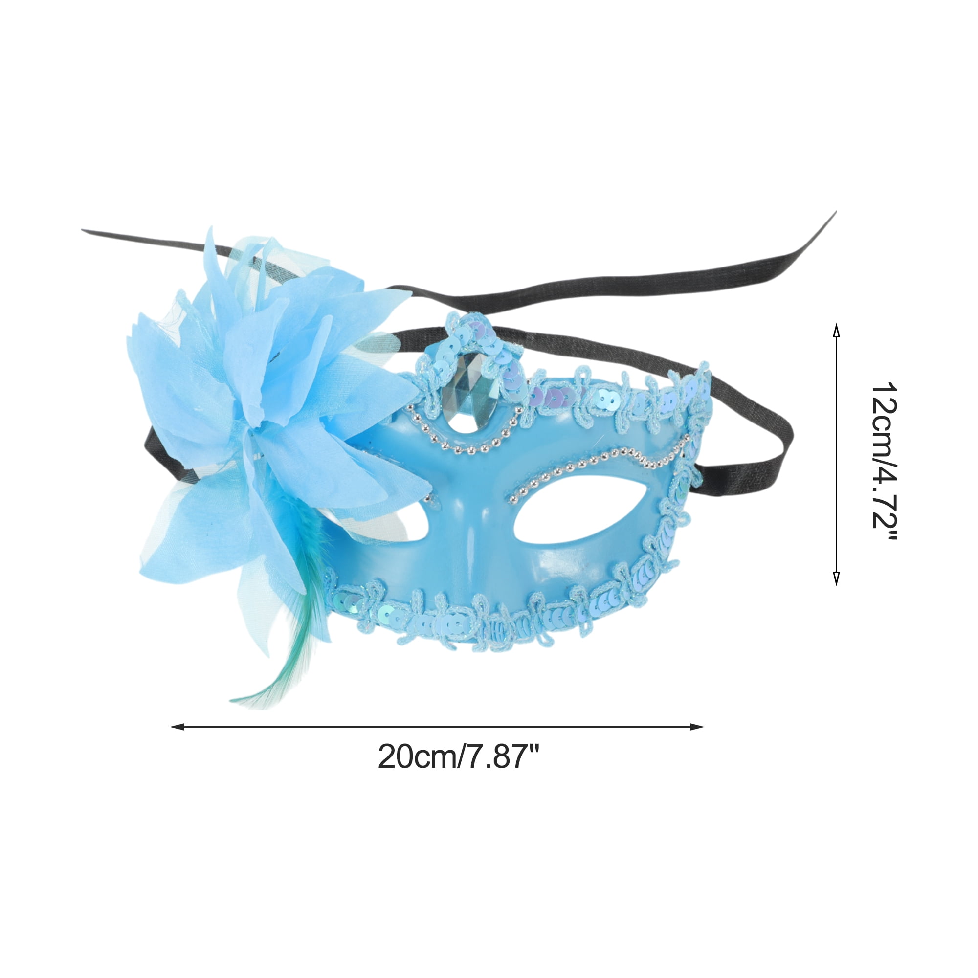 Unique Bargains 1 Pack Elegant Lily Princess Half Face Party Mask Blue