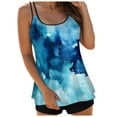 thumbnail image 1 of Yammkia Swim Top Women Ruffle High Waisted Tankini Swimsuit Tummy Control Bathing Suit(Blue,L), 1 of 5