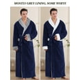 thumbnail image 6 of Robes for Men, LOFIR Long Mens Robes, Warm Soft Plush Mens Robe with Hood, Plus Size Plus Thick Robe for Men with Side Pocket and Belt, Bathrobes for Men Gifts, Navy Blue,XXL, 6 of 7