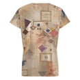 thumbnail image 6 of Abstract Beige Geometric Pattern Women's Blouse Short Sleeve Women's Top T-Shirt Spring Summer Clothes, 6 of 7
