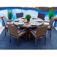 thumbnail image 3 of Tuscany 16-Piece Resin Wicker Outdoor Patio Furniture Combination Set in Brown w/ Loveseat Lounge Set, Round Dining Set, and Chaise Lounge Set (Half-Round Brown Wicker, Polyester Light Gray), 3 of 7