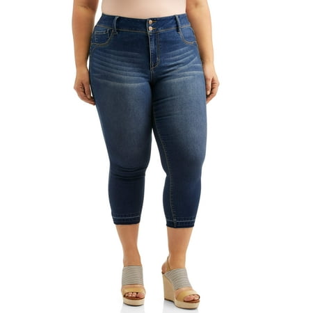 Women's Plus Size Double Button Cropped Skinny Jean W/ RELEASE