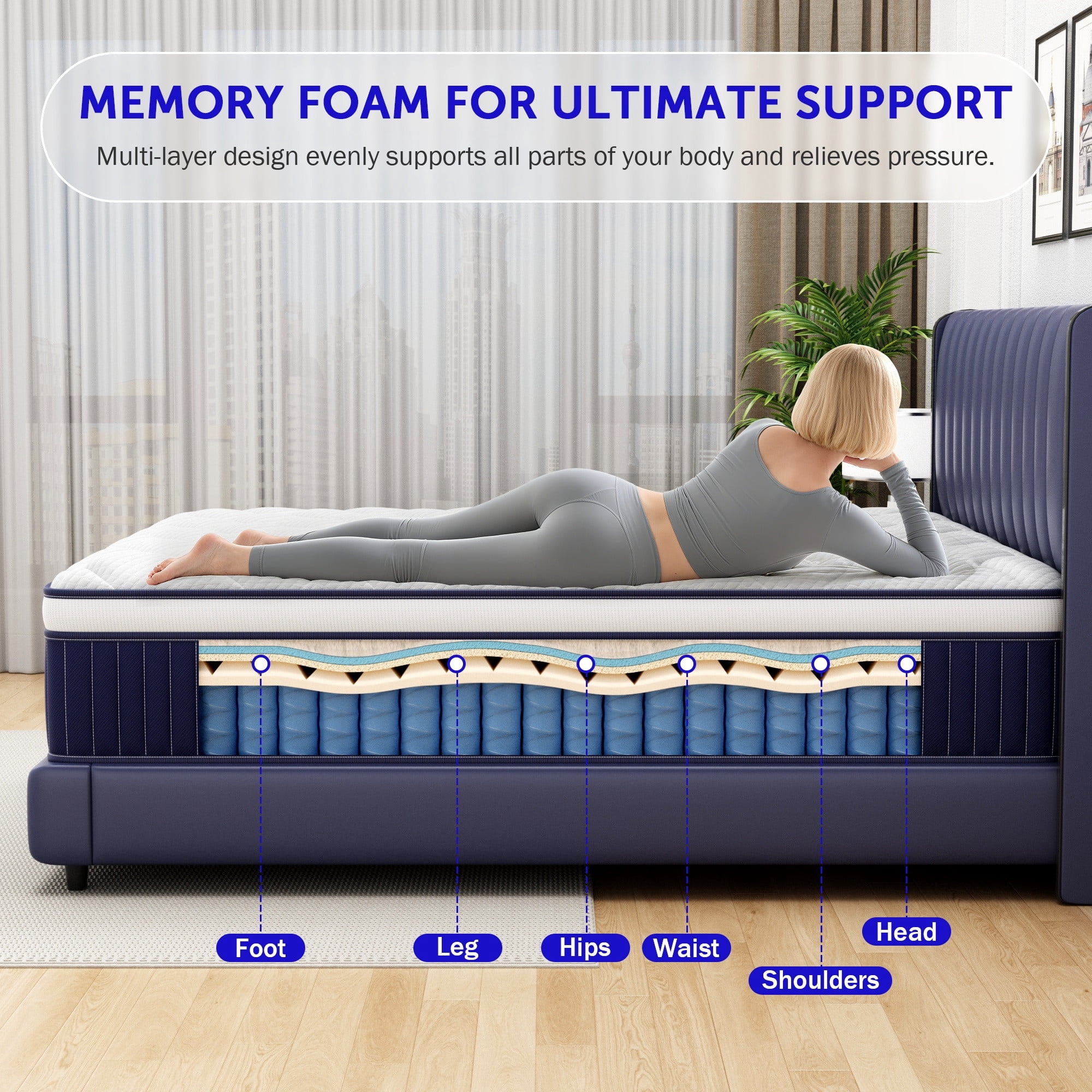Full Mattress, Holaki 10" New Memory Foam Hybrid Full Mattress in a Box, Cool Individual Pocket Spring for Sleep Supportive & Pressure Relief, Full Size Medium Firm Mattress, CertiPUR-US