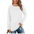 thumbnail image 2 of Annhoo Womens Long Sleeve Tops Fall Elegant Lace Trim Round Neck Blouses Trendy Comfy Going out Vacation Shirts, 2 of 8