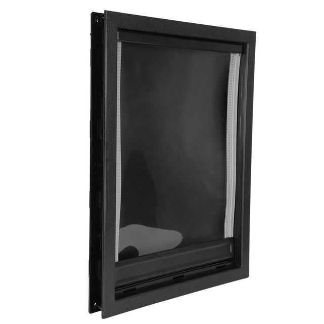 Plástico para mascotas, perro grande de tamaño mediano, instalación extraíble, suministro de puerta, imán incorporado (negro)