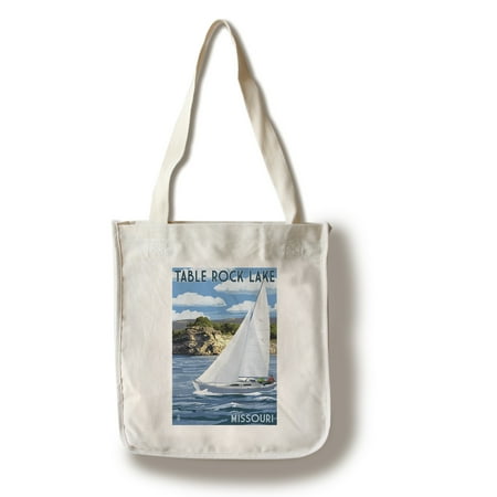 Classic Cotton Boat Tote - Table Rock Lake, Missouri - Sloop Sailboat & Lake - Lantern Press Artwork (100% Cotton Tote Bag - Reusable)